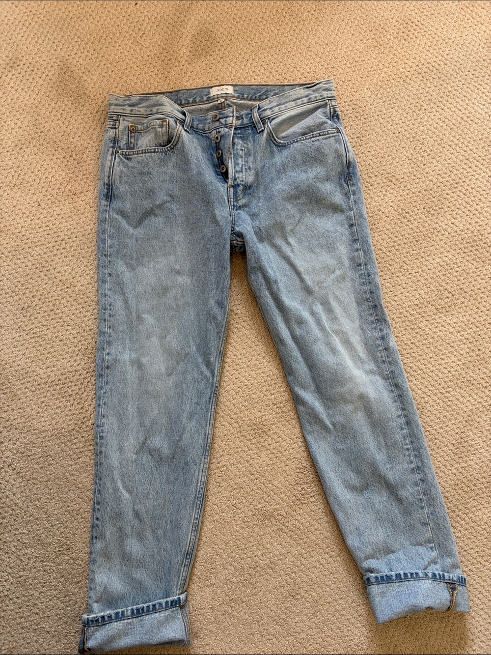 Never Worn Joe's Jeans Men's Light Wash Straight-Leg Jeans with Button Fly